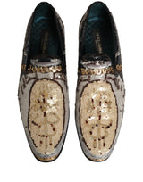 Dolce & Gabbana Multicolor Embroidered Sequin Loafers Shoes