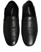 Dolce & Gabbana Black Deerskin Leather Driver Loafers Shoes