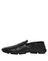 Dolce & Gabbana Black Deerskin Leather Driver Loafers Shoes