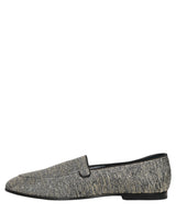 Dolce & Gabbana Gray Glitter Lurex DG Logo Dress Loafers Shoes