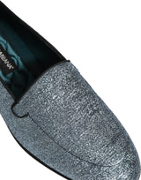 Dolce & Gabbana Blue Glitter Lurex DG Logo Dress Loafers Shoes