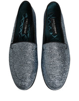 Dolce & Gabbana Blue Glitter Lurex DG Logo Dress Loafers Shoes