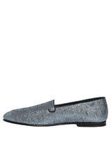 Dolce & Gabbana Blue Glitter Lurex DG Logo Dress Loafers Shoes