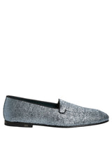 Dolce & Gabbana Blue Glitter Lurex DG Logo Dress Loafers Shoes