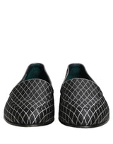 Dolce & Gabbana Black Velvet Diamond Stitched Loafers Shoes