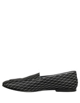 Dolce & Gabbana Black Velvet Diamond Stitched Loafers Shoes