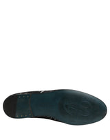 Dolce & Gabbana Black Leaf Embroidery Dress Men Loafers Shoes