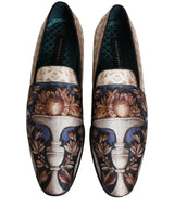 Dolce & Gabbana Multicolor Fruit Print Velvet Loafers Shoes