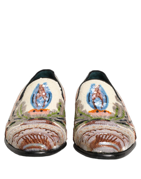 Dolce & Gabbana Multicolor Sequin Embroidered Loafers Shoes