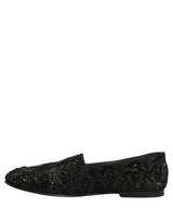 Dolce & Gabbana Black Velvet Embroidered Dress Loafers Shoes