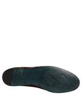 Dolce & Gabbana Red Floral Jacquard Slip On Loafers Shoes