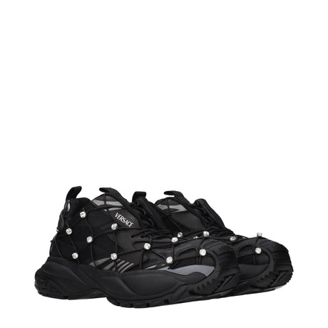 Versace Black Fabric Chunky Sneakers