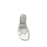 Amina Muaddi Silver Calf Leather Bos Taurus Stiletto Heel Sandals