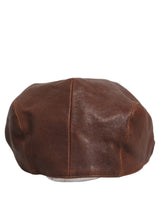 Dolce & Gabbana Men Brown Lamb Leather Newsboy Cloth Capello Hat