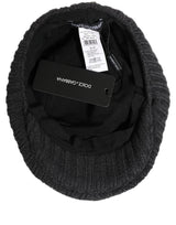 Dolce & Gabbana Men Dark Gray Wool Knitted Newsboy Capello Hat