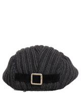Dolce & Gabbana Men Dark Gray Wool Knitted Newsboy Capello Hat