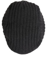 Dolce & Gabbana Men Dark Gray Wool Knitted Newsboy Capello Hat