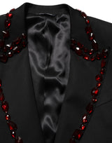 Dolce & Gabbana Black Crystal Embellished Coat Blazer Jacket