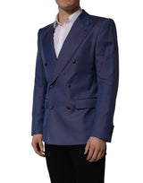 Dolce & Gabbana Blue Wool Double Breasted Men Blazer Jacket