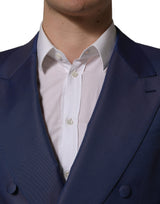 Dolce & Gabbana Blue Wool Double Breasted Men Blazer Jacket