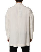 Dolce & Gabbana Off White Flax Single Breasted Blazer Jacket