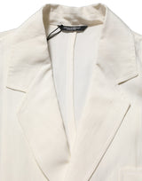 Dolce & Gabbana Off White Flax Single Breasted Blazer Jacket