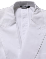 Dolce & Gabbana White Cotton Double Breasted Blazer Jacket