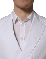 Dolce & Gabbana White Cotton Double Breasted Blazer Jacket