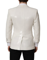Dolce & Gabbana White Viscose Single Breasted Blazer Jacket