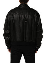 Dolce & Gabbana Black Leather Full Zip Men Biker Jacket