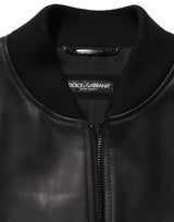 Dolce & Gabbana Black Leather Full Zip Men Biker Jacket