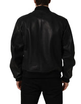 Dolce & Gabbana Black Leather Full Zip Men Biker Jacket