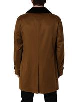 Dolce & Gabbana Brown Cashmere Mink Fur Men Overcoat Jacket