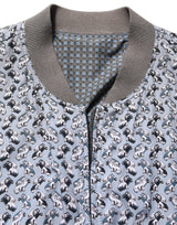 Dolce & Gabbana Light Blue Cotton Car Print Bomber Jacket
