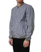 Dolce & Gabbana Light Blue Cotton Car Print Bomber Jacket