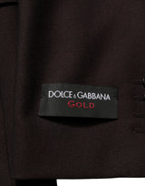 Dolce & Gabbana Brown Wool GOLD Single Breasted Men Jacket