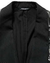 Dolce & Gabbana Black Crystal Embellished Coat Blazer Jacket