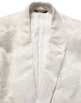 Dolce & Gabbana Off White Floral Single Breasted Men Jacket