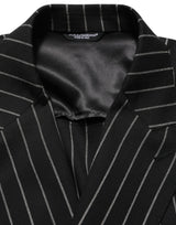 Dolce & Gabbana Black Stripes Wool Double Breasted Jacket