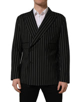 Dolce & Gabbana Dark Gray Stripes Wool Double Breasted Jacket