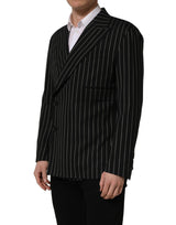 Dolce & Gabbana Dark Gray Stripes Wool Double Breasted Jacket