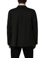Dolce & Gabbana Dark Gray Stripes Wool Double Breasted Jacket