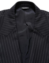 Dolce & Gabbana Dark Gray Stripes Wool Double Breasted Jacket
