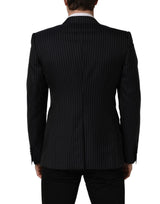 Dolce & Gabbana Black Stripes Wool Double Breasted Jacket