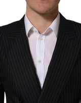Dolce & Gabbana Black Stripes Wool Double Breasted Jacket