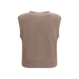 Brunello Cucinelli Beige Cashmere Sleeveles Sweater