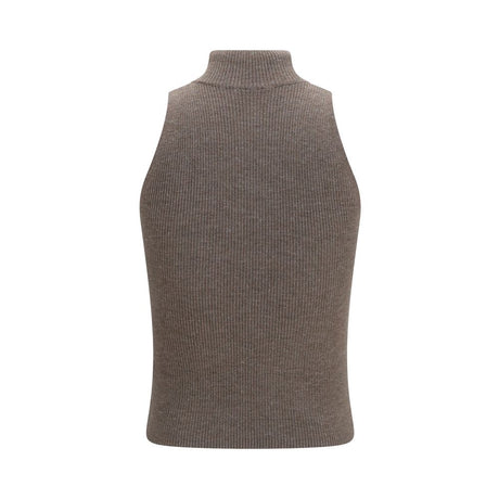 Brunello Cucinelli Brown Cashmere Sleeveles Sweater