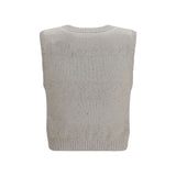 Brunello Cucinelli Beige Cotton Sleeveles Sweater