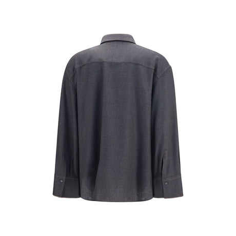 Brunello Cucinelli Gray Wool Oves Aries Dress Shirt