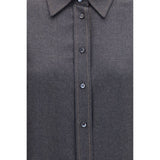 Brunello Cucinelli Gray Wool Oves Aries Dress Shirt